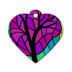 Decorative Tree 2 Dog Tag Heart (two Sides)