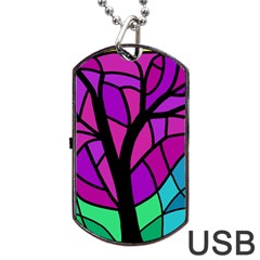 Decorative Tree 2 Dog Tag Usb Flash (one Side) by Valentinaart