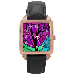 Decorative Tree 2 Rose Gold Leather Watch  by Valentinaart