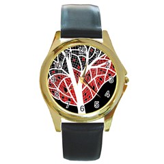 Decorative Tree 3 Round Gold Metal Watch