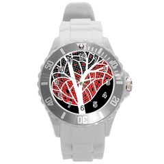 Decorative tree 3 Round Plastic Sport Watch (L)