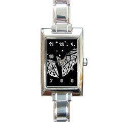 Black And White Tree Rectangle Italian Charm Watch