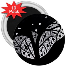 Black And White Tree 3  Magnets (10 Pack)  by Valentinaart