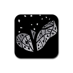 Black And White Tree Rubber Coaster (square) 