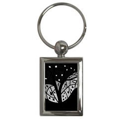 Black And White Tree Key Chains (rectangle)  by Valentinaart