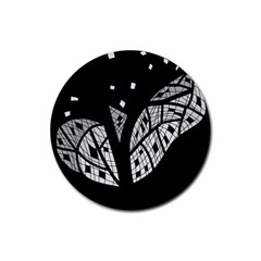 Black And White Tree Rubber Coaster (round) 