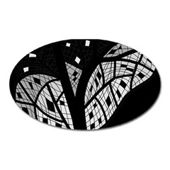 Black And White Tree Oval Magnet