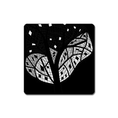 Black And White Tree Square Magnet