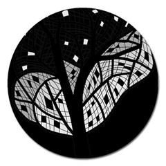 Black And White Tree Magnet 5  (round)