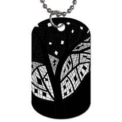 Black And White Tree Dog Tag (one Side) by Valentinaart