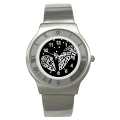 Black And White Tree Stainless Steel Watch