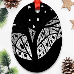 Black And White Tree Oval Ornament (two Sides) by Valentinaart