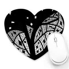 Black And White Tree Heart Mousepads