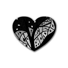 Black And White Tree Rubber Coaster (heart) 