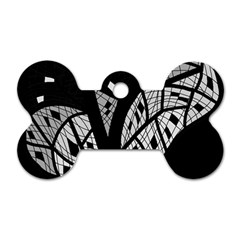 Black And White Tree Dog Tag Bone (one Side)