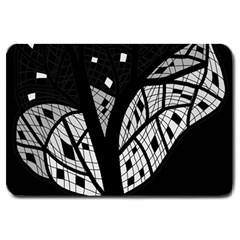 Black And White Tree Large Doormat  by Valentinaart