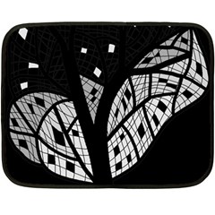 Black And White Tree Fleece Blanket (mini) by Valentinaart