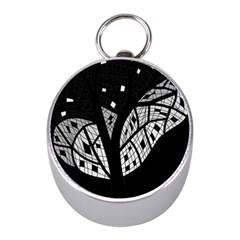 Black And White Tree Mini Silver Compasses