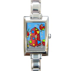 Crazy Building Rectangle Italian Charm Watch by Valentinaart