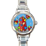 Crazy building Round Italian Charm Watch Front