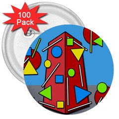 Crazy Building 3  Buttons (100 Pack) 