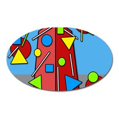 Crazy Building Oval Magnet