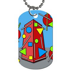 Crazy Building Dog Tag (one Side) by Valentinaart