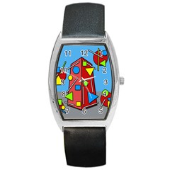 Crazy Building Barrel Style Metal Watch