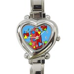 Crazy building Heart Italian Charm Watch Front