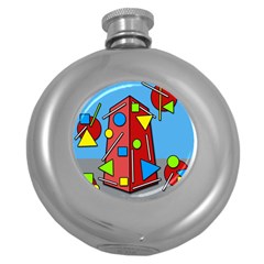 Crazy Building Round Hip Flask (5 Oz)