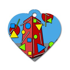 Crazy Building Dog Tag Heart (two Sides) by Valentinaart