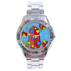 Crazy Building Stainless Steel Analogue Watch by Valentinaart