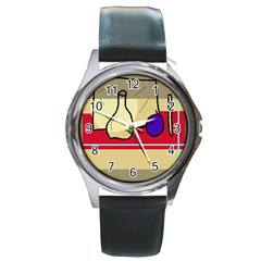 Decorative Art Round Metal Watch by Valentinaart