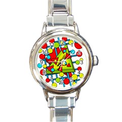 Crazy geometric art Round Italian Charm Watch