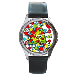 Crazy Geometric Art Round Metal Watch