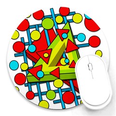 Crazy geometric art Round Mousepads