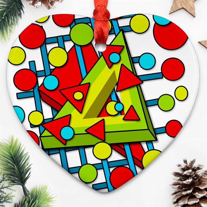 Crazy geometric art Ornament (Heart) 