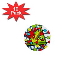 Crazy geometric art 1  Mini Buttons (10 pack) 