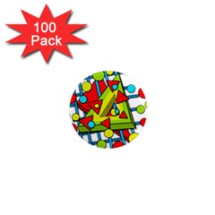 Crazy Geometric Art 1  Mini Magnets (100 Pack) 