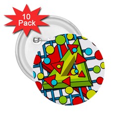 Crazy geometric art 2.25  Buttons (10 pack) 