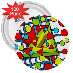 Crazy geometric art 3  Buttons (100 pack) 