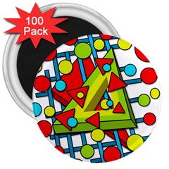 Crazy geometric art 3  Magnets (100 pack)