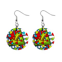 Crazy geometric art Mini Button Earrings