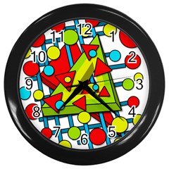 Crazy geometric art Wall Clocks (Black)