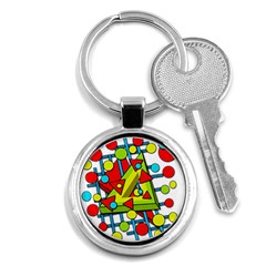 Crazy geometric art Key Chains (Round) 