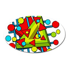 Crazy Geometric Art Oval Magnet by Valentinaart