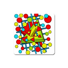 Crazy geometric art Square Magnet