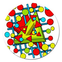 Crazy geometric art Magnet 5  (Round)