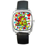 Crazy geometric art Square Metal Watch Front