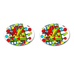 Crazy Geometric Art Cufflinks (oval)